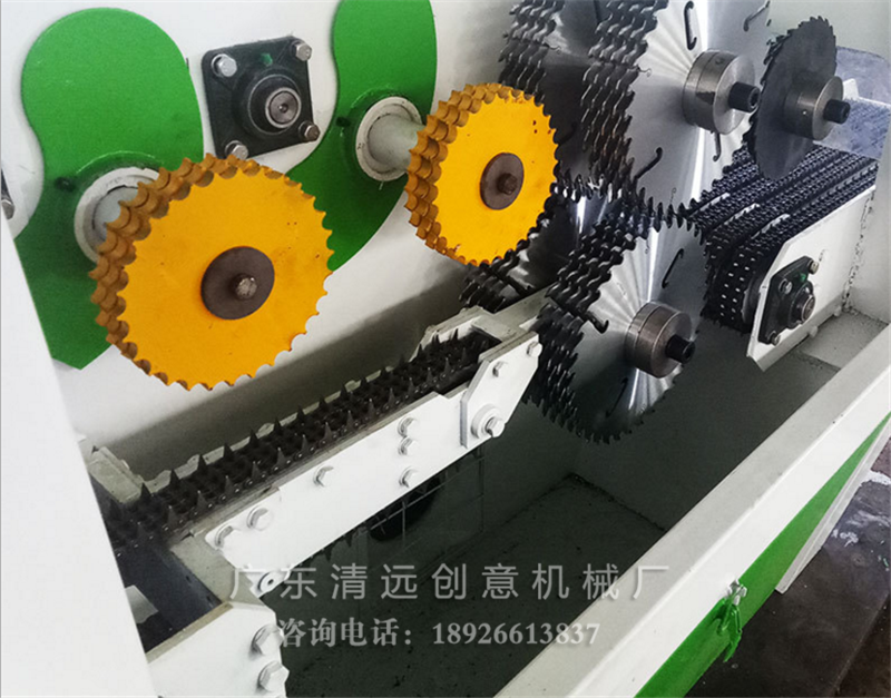 圓木多片鋸機型采用上下傳動軸送料強勁，超薄鋸片，出材率高達(dá)80%以上